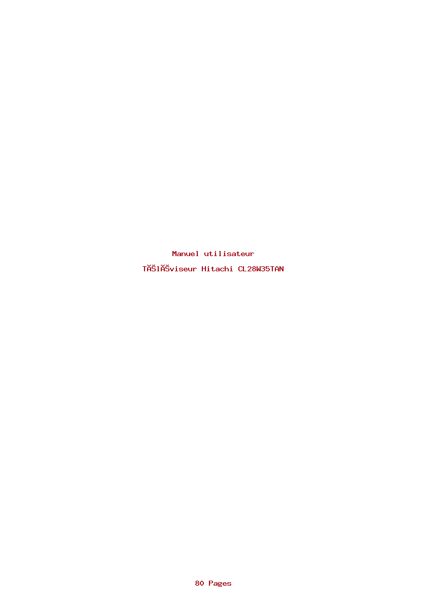 Page 1 de la notice Manuel utilisateur Hitachi CL28W35TAN