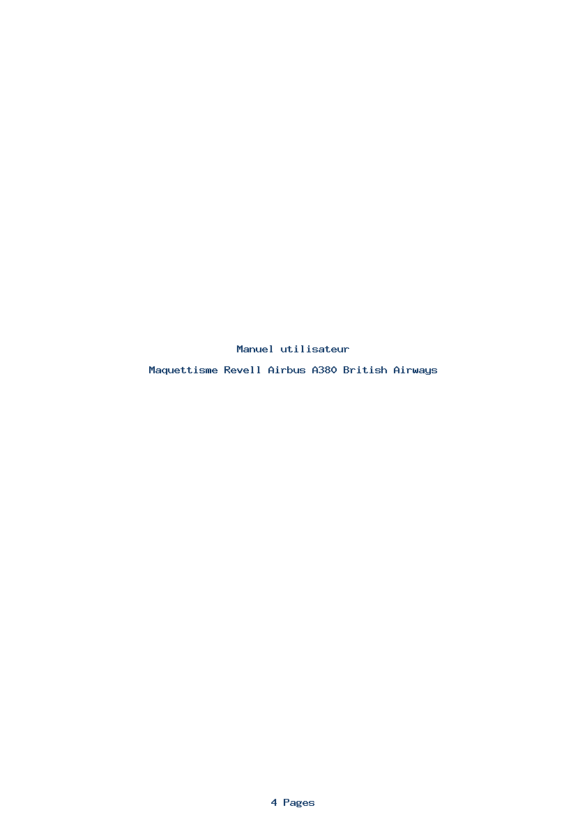 Page 1 de la notice Manuel utilisateur Revell Airbus A380 British Airways