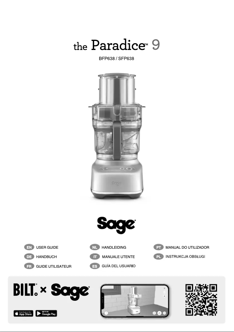 Page 1 de la notice Manuel utilisateur Sage the Paradice 9 SFP638