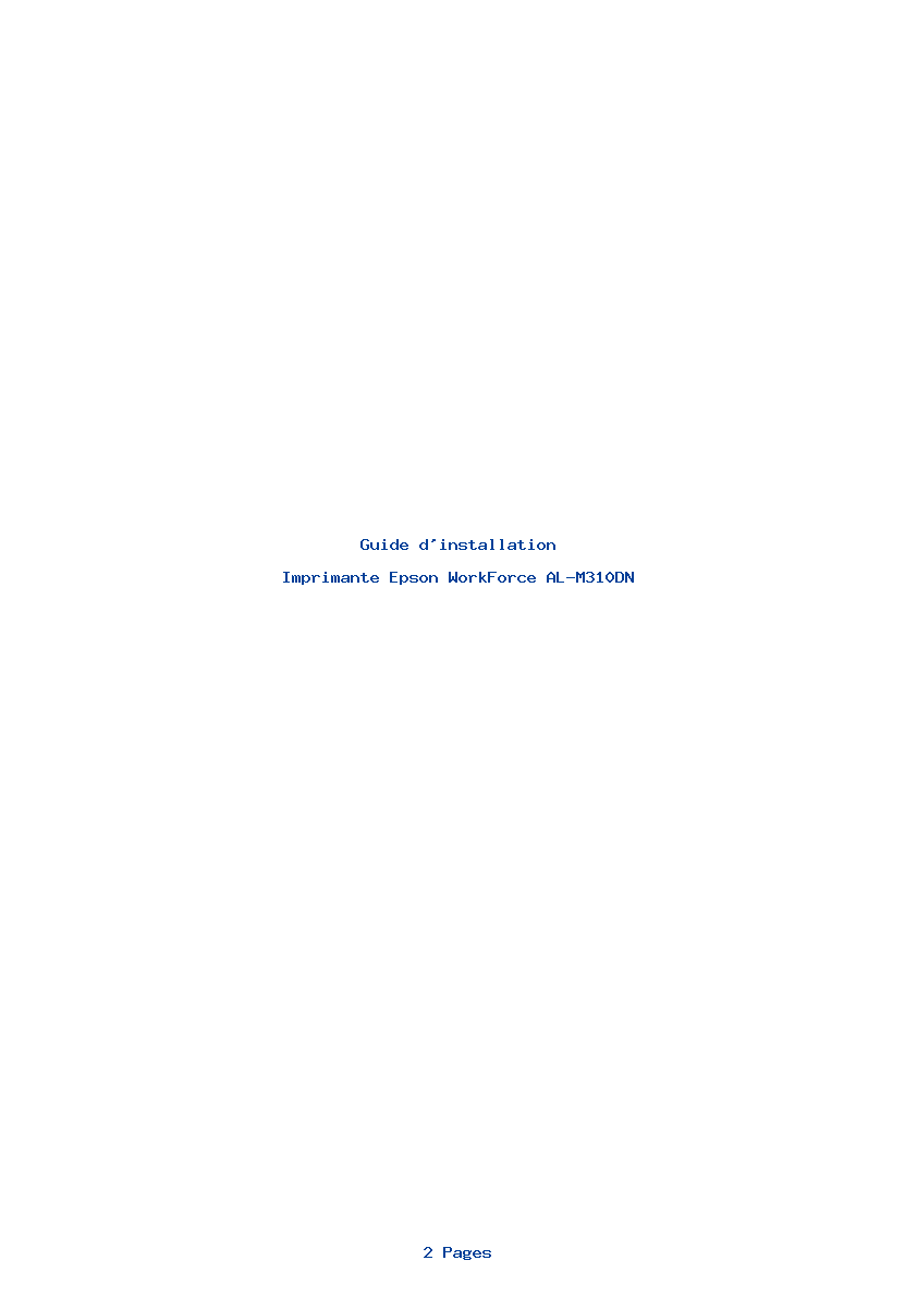 Page 1 de la notice Guide d'installation Epson WorkForce AL-M310DN