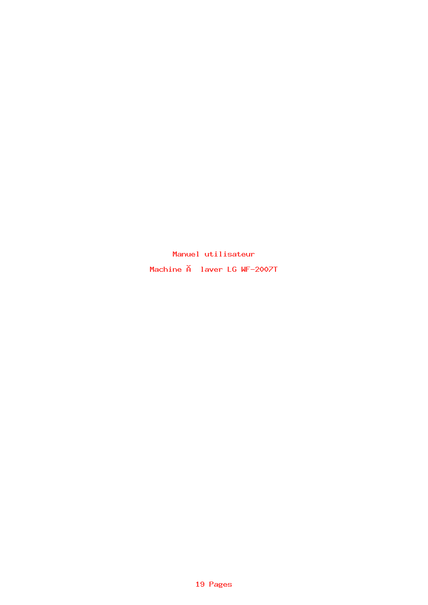 Page 1 de la notice Manuel utilisateur LG WF-2007T