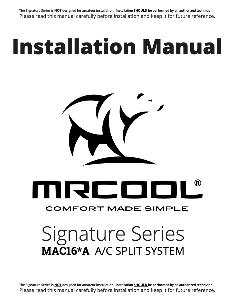 Page 1 de la notice Manuel utilisateur MRCOOL MAC16018A