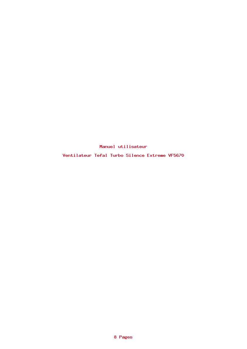 Page 1 de la notice Manuel utilisateur Tefal Turbo Silence Extreme VF5670