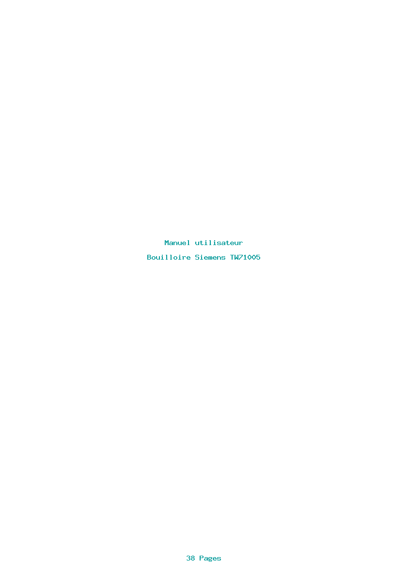 Page 1 de la notice Manuel utilisateur Siemens TW71005