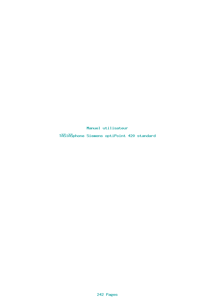 Page 1 de la notice Manuel utilisateur Siemens optiPoint 420 standard