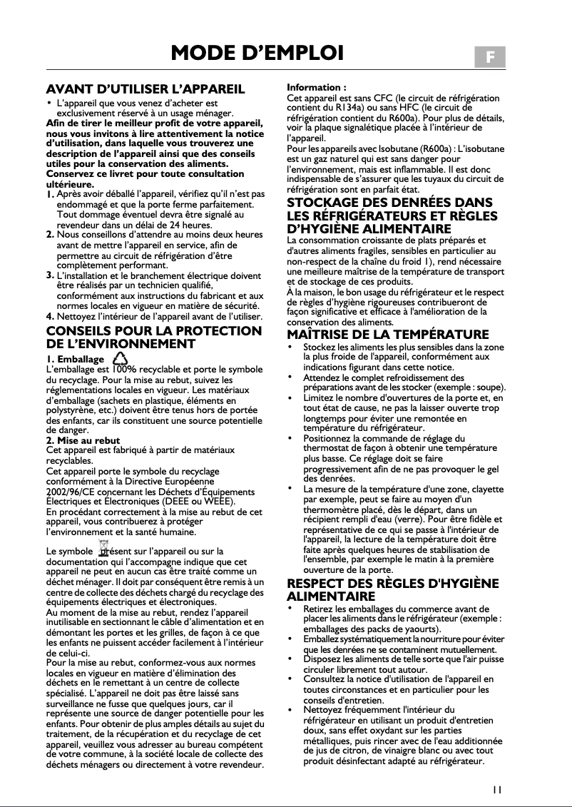 Page 1 of the manual User Manual Bauknecht KGNA 305 IN