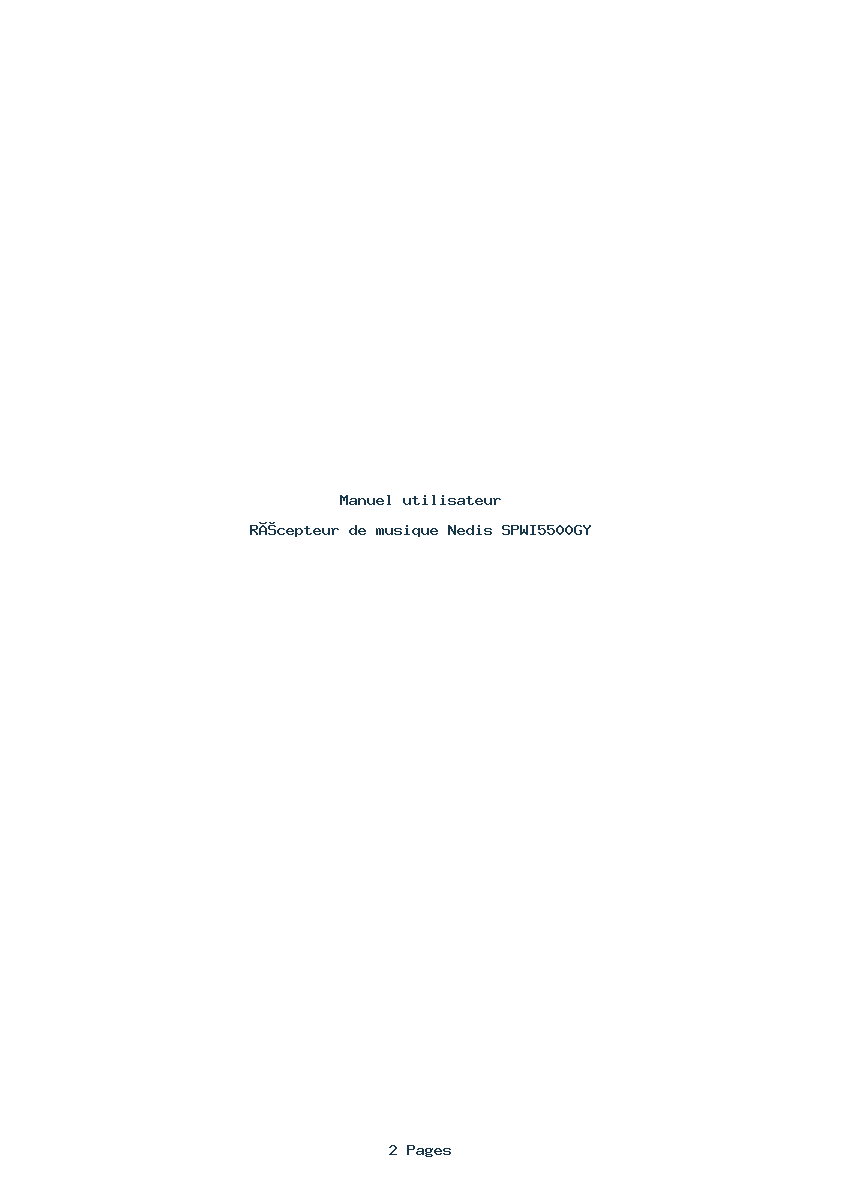 Page 1 de la notice Manuel utilisateur Nedis SPWI5500GY