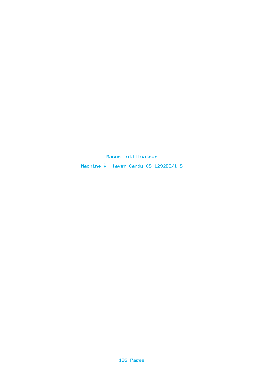 Page 1 de la notice Manuel utilisateur Candy CS 1292DE/1-S