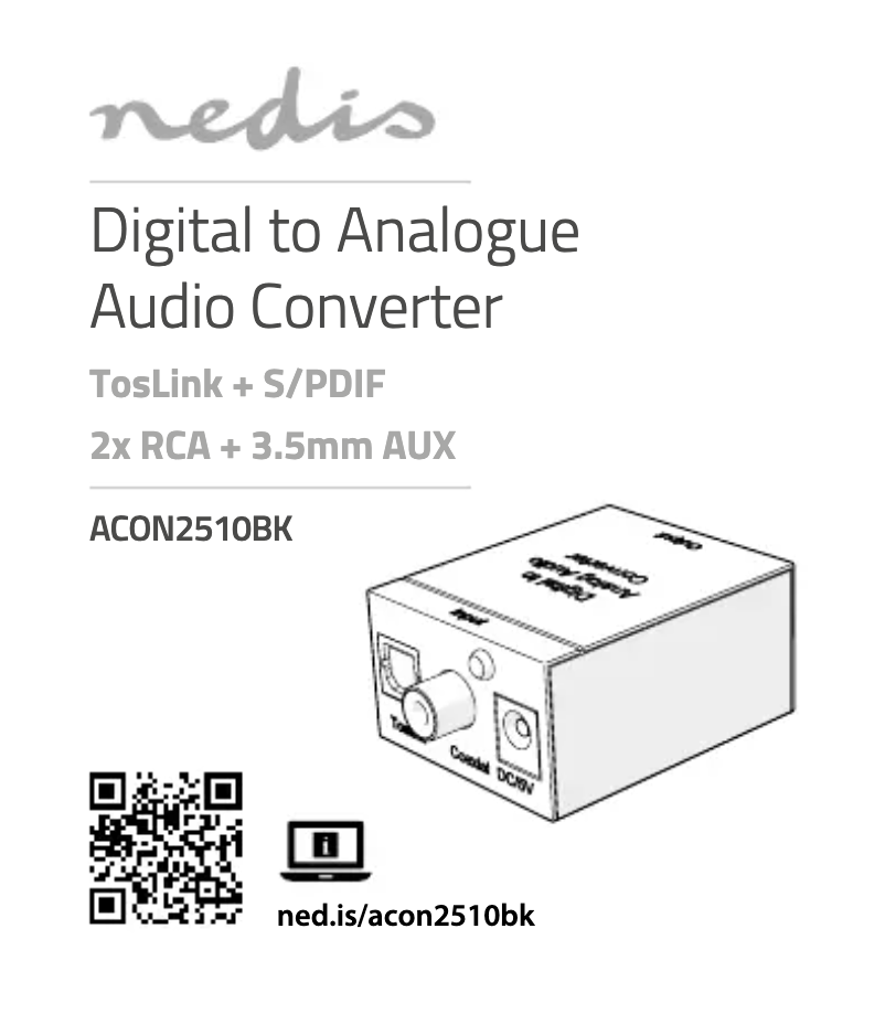 Page 1 de la notice Manuel utilisateur Nedis ACON2510BK