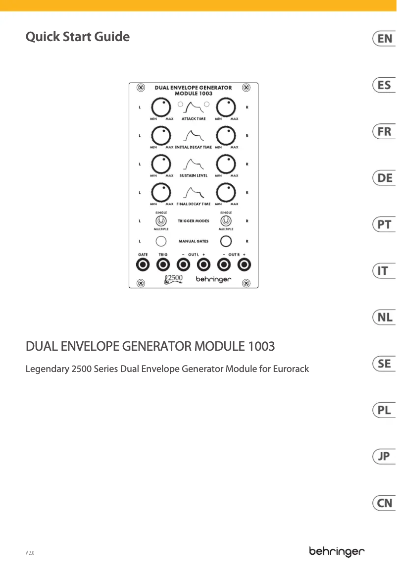 Página 1 del manual Guía de inicio rápido Behringer Dual Envelope Generator Module 1003