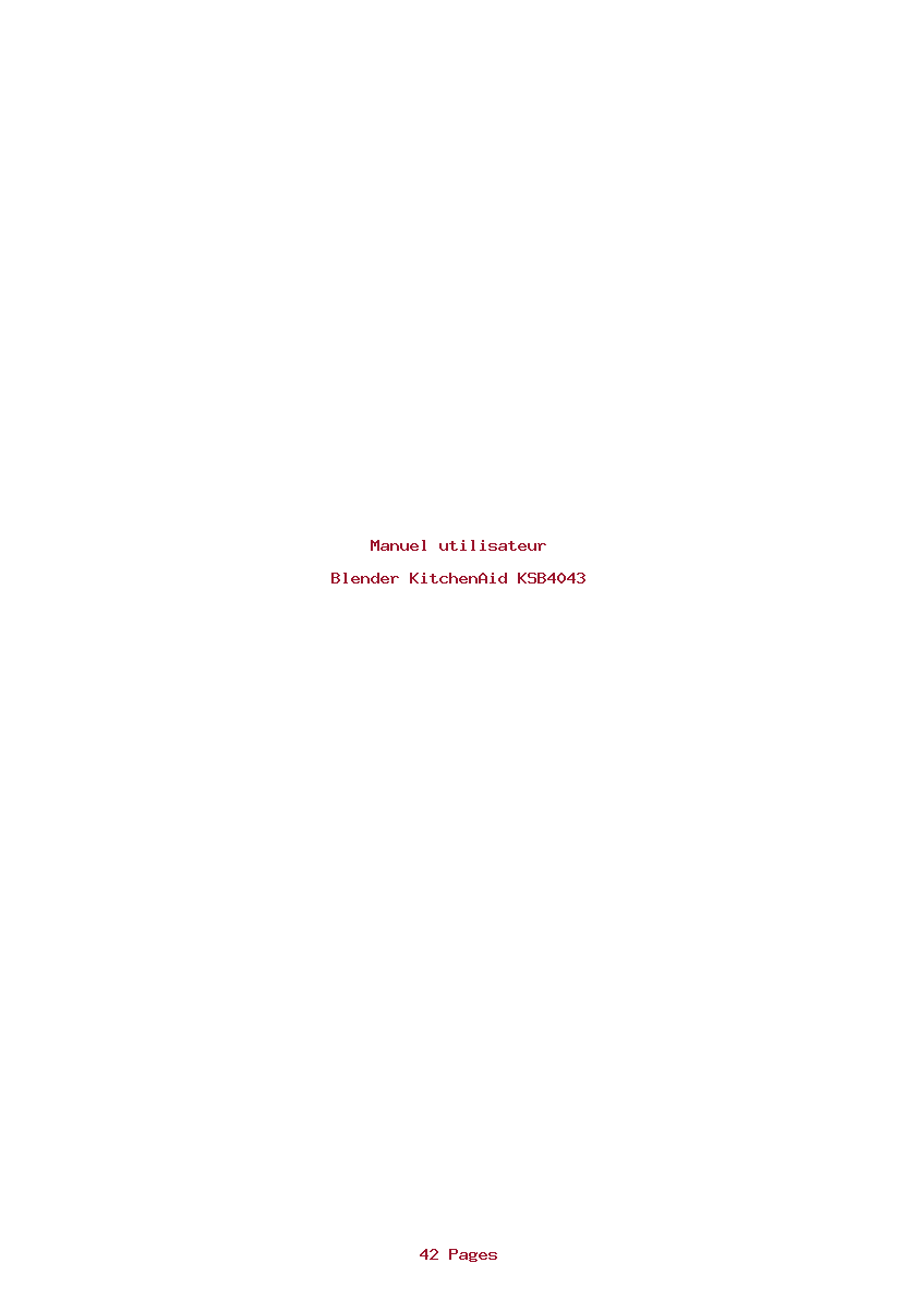 Page 1 de la notice Manuel utilisateur KitchenAid KSB4043