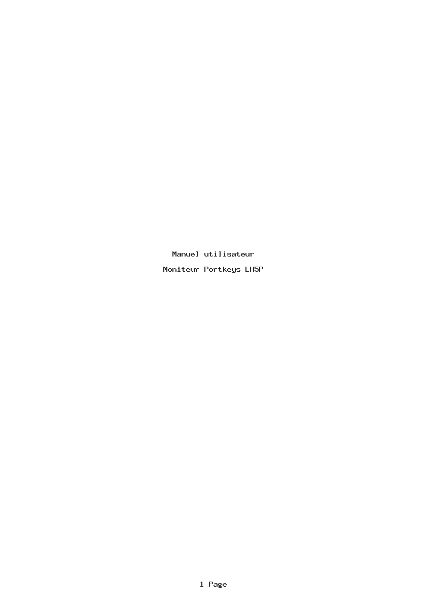 Page 1 de la notice Manuel utilisateur Portkeys LH5P