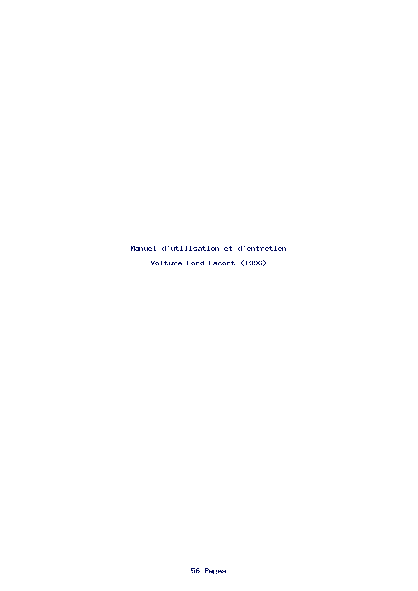 Image de la première page du manuel de l'appareil Escort (1996)