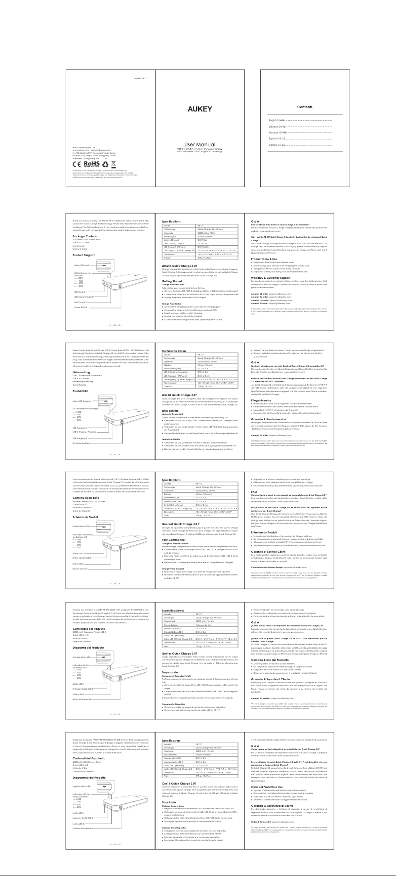 Page 1 de la notice Manuel utilisateur Aukey PB-N53