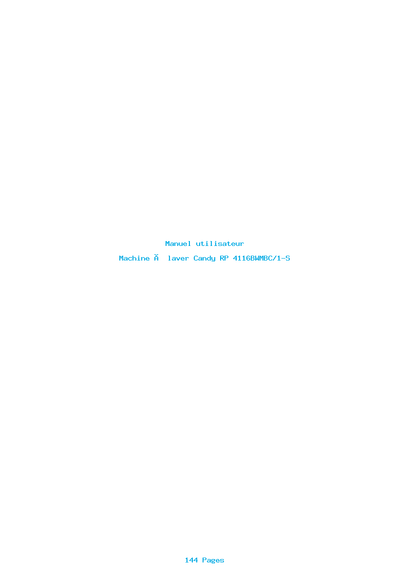 Page 1 de la notice Manuel utilisateur Candy RP 4116BWMBC/1-S