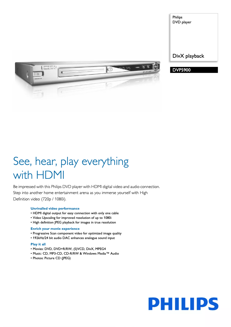 Página 1 del manual Folleto Philips DVP5900