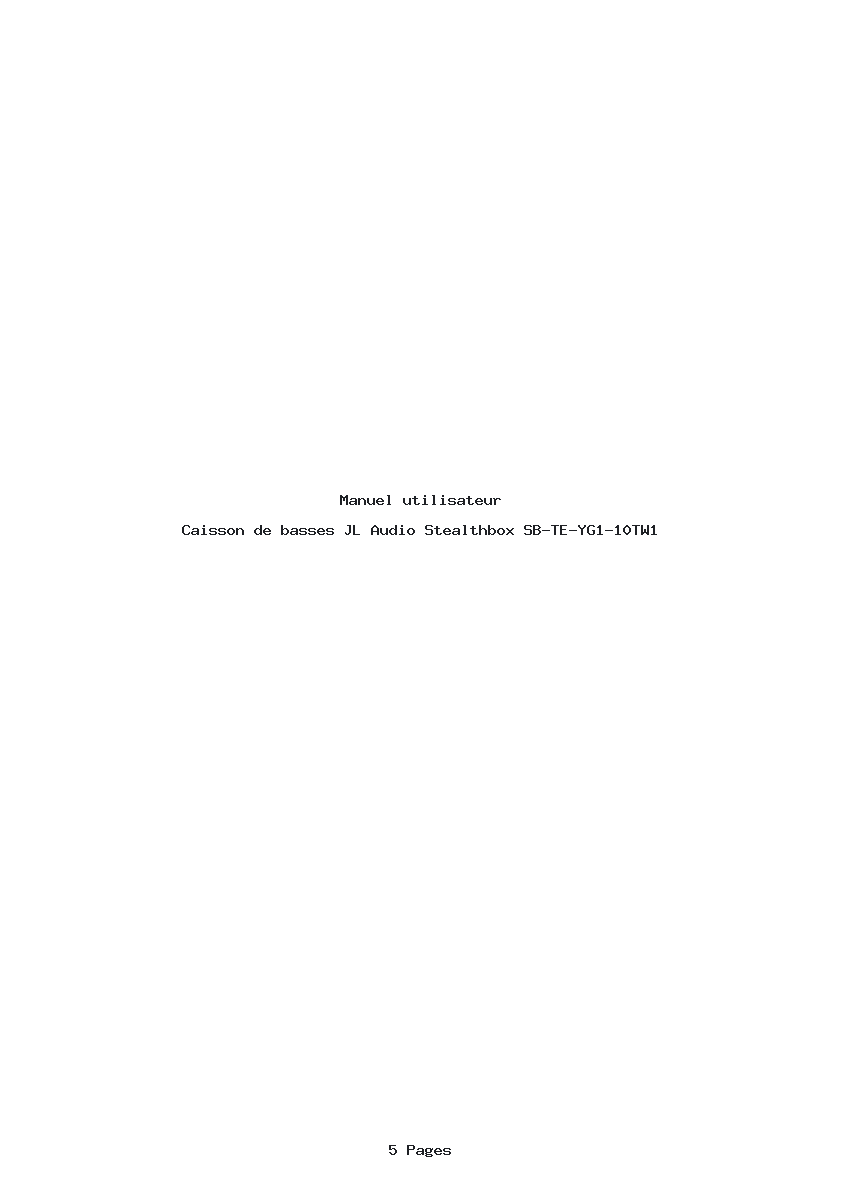 Page 1 de la notice Manuel utilisateur JL Audio Stealthbox SB-TE-YG1-10TW1