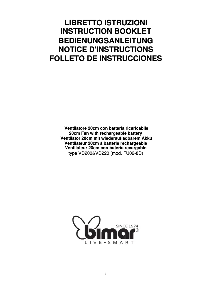 Page 1 de la notice Manuel utilisateur Bimar VD220