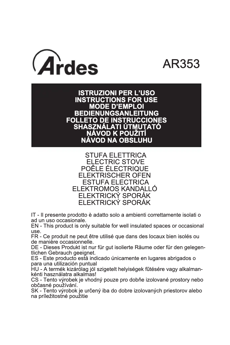 Page 1 de la notice Manuel utilisateur Ardes AR353
