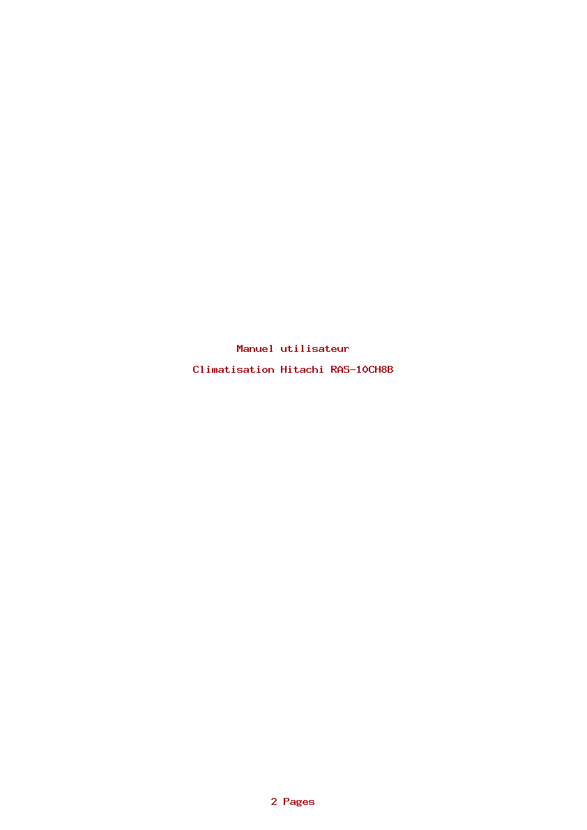 Page 1 de la notice Manuel utilisateur Hitachi RAS-10CH8B