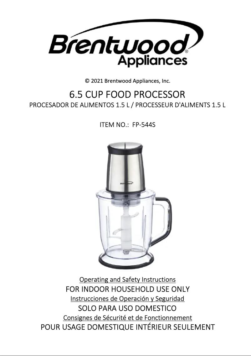 Page 1 de la notice Manuel utilisateur Brentwood FP-544S