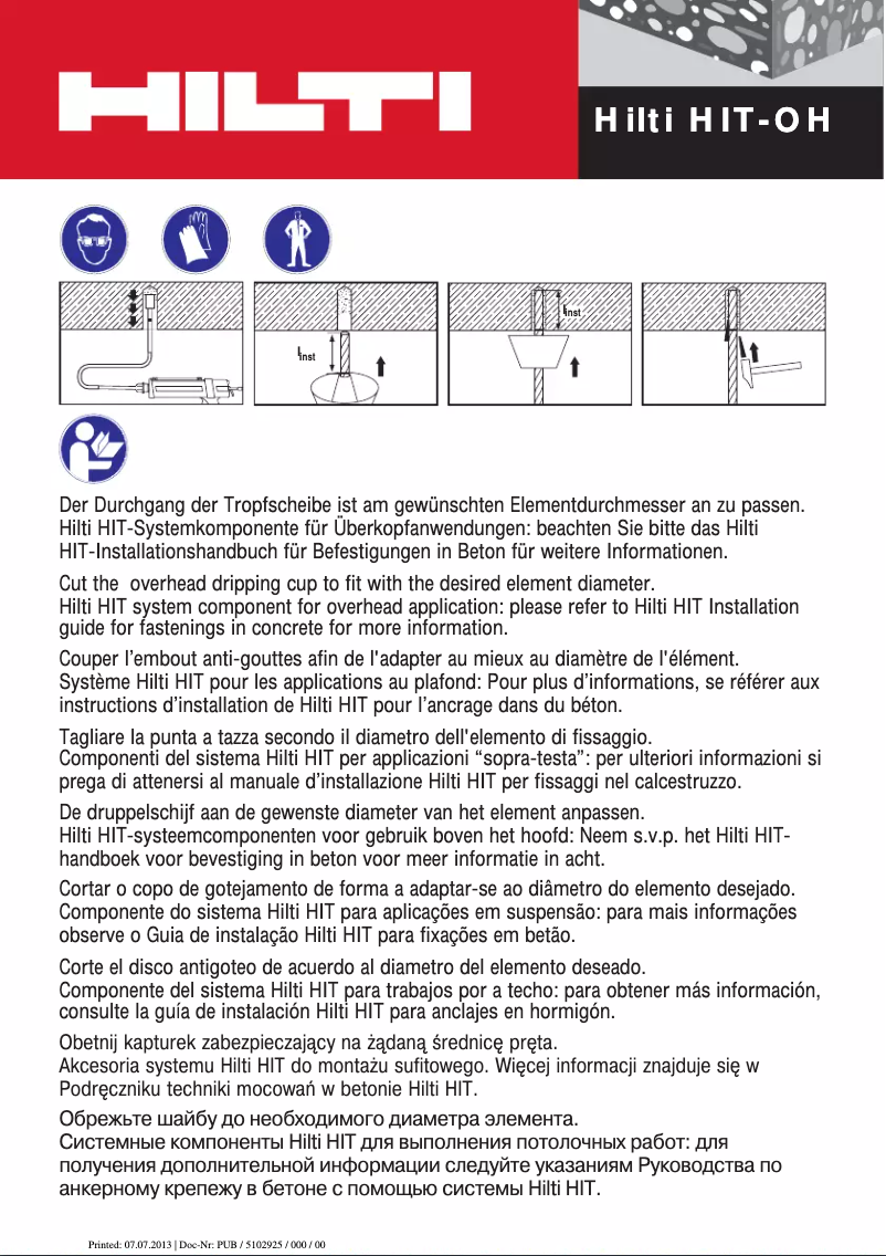 Page 1 de la notice Manuel utilisateur Hilti HIT-OHC1