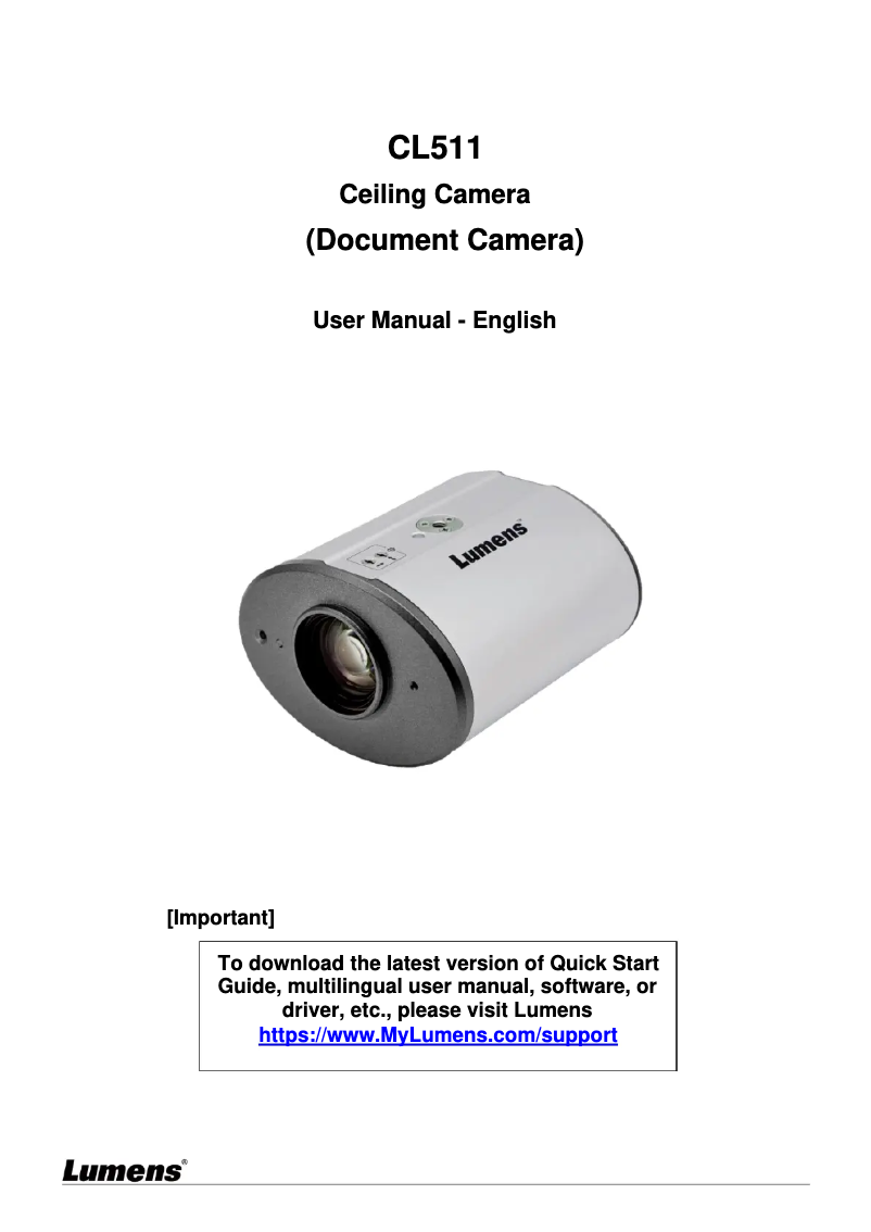 Page 1 of the manual User Manual Lumens CL511