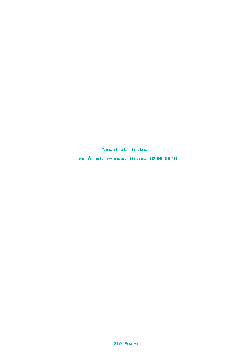 Page 1 de la notice Manuel utilisateur Hisense H23MOBSD1H
