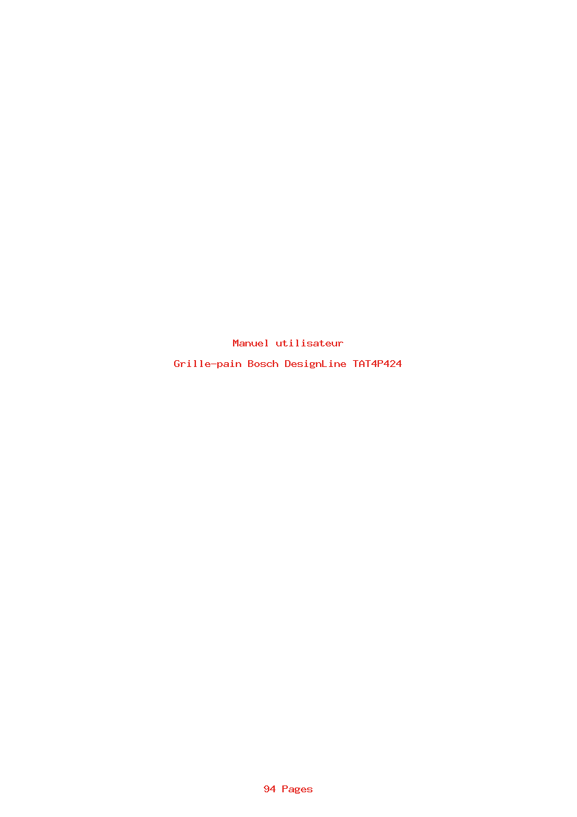 Page 1 de la notice Manuel utilisateur Bosch DesignLine TAT4P424