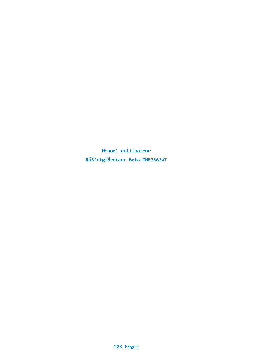 Page 1 de la notice Manuel utilisateur Beko DNE68620T