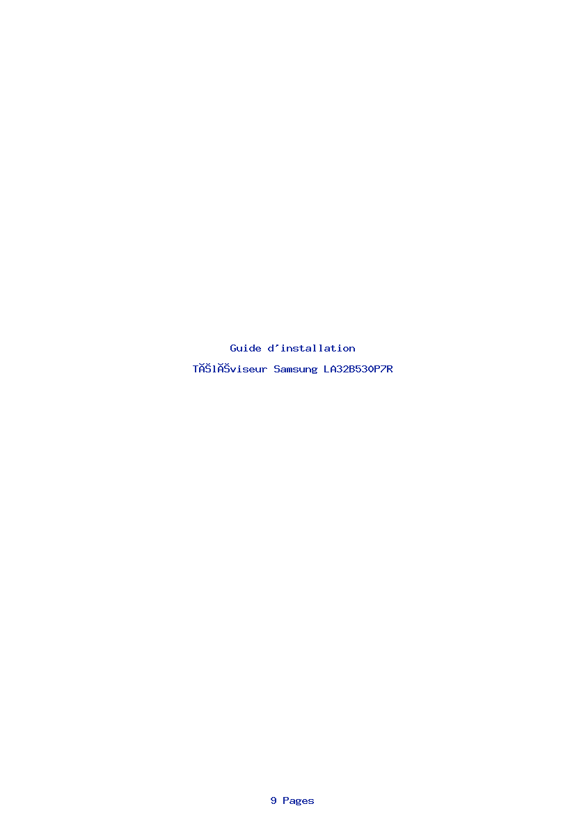 Page 1 de la notice Guide d'installation Samsung LA32B530P7R