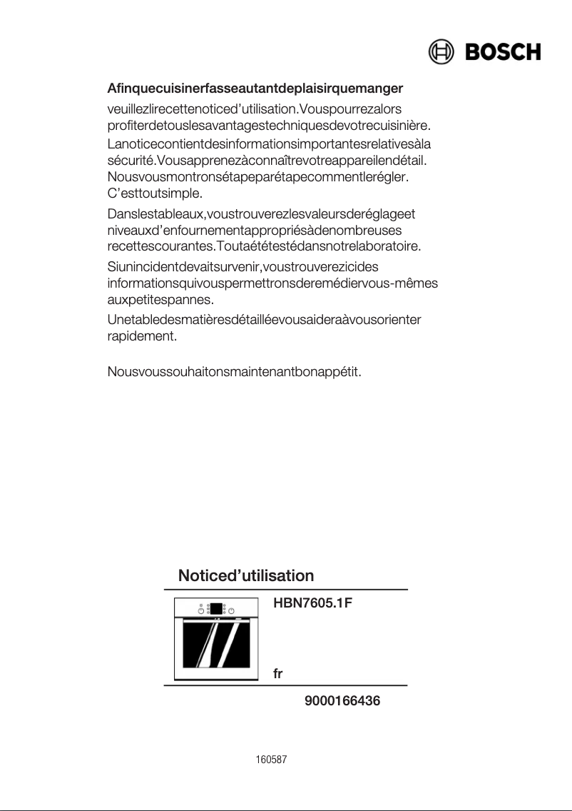 Page 1 of the manual Instruction Manual Bosch HBN760551F