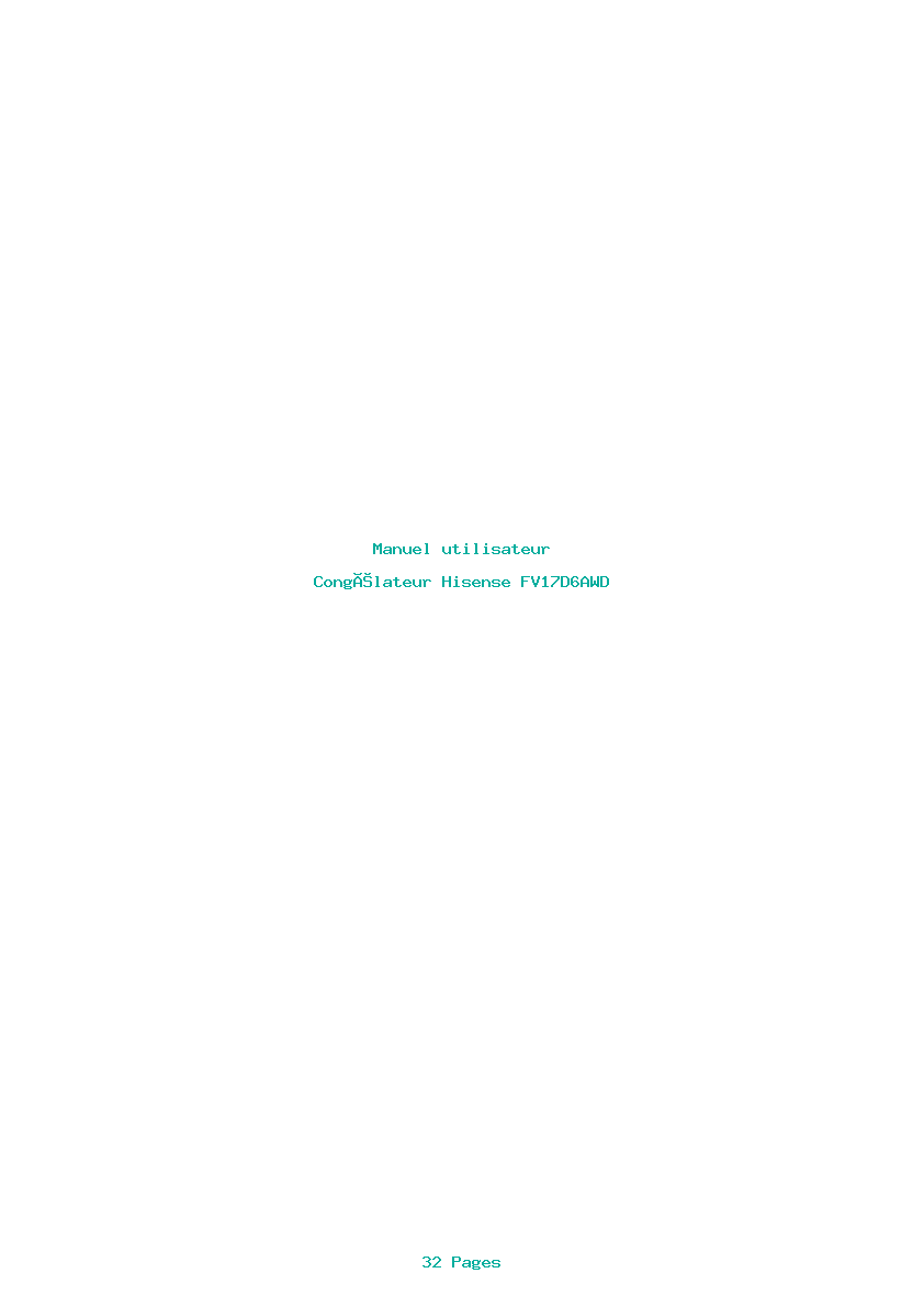 Page 1 de la notice Manuel utilisateur Hisense FV17D6AWD
