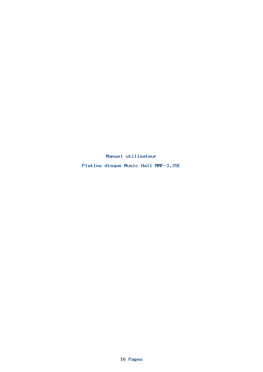 Page 1 de la notice Manuel utilisateur Music Hall MMF-3.3SE