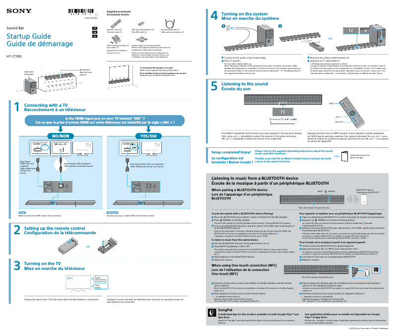 Page 1 de la notice Guide d'installation Sony HT-CT390