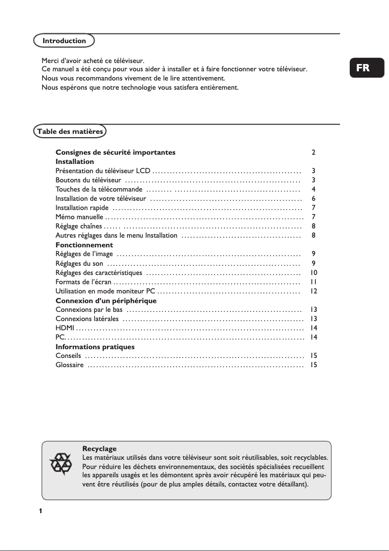 Image de la première page du manuel de l'appareil 20PFL4122