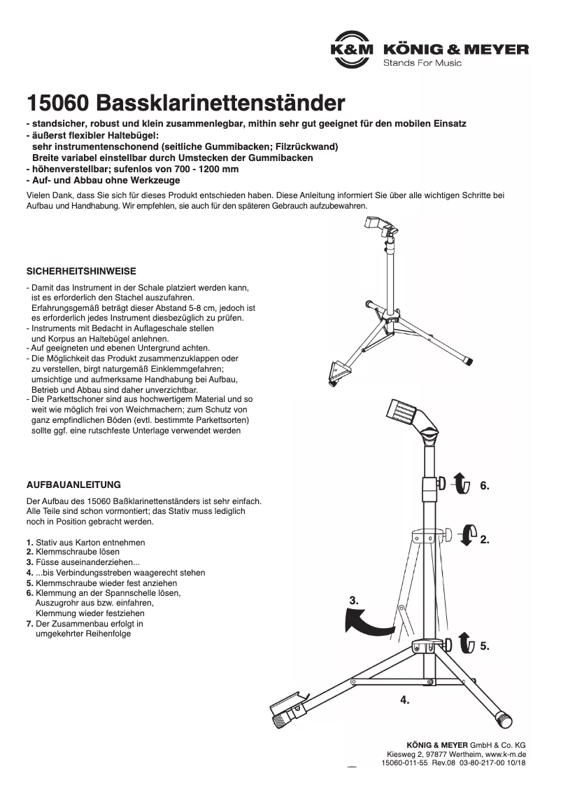 Page 1 of the manual User Manual Konig & Meyer 15060