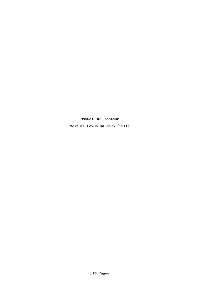 Page 1 de la notice Manuel utilisateur Lexus RX 450h (2011)