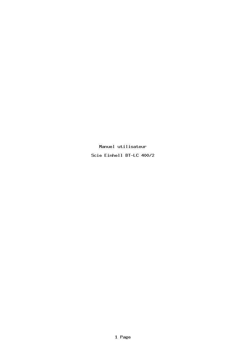 Page 1 de la notice Manuel utilisateur Einhell BT-LC 400/2