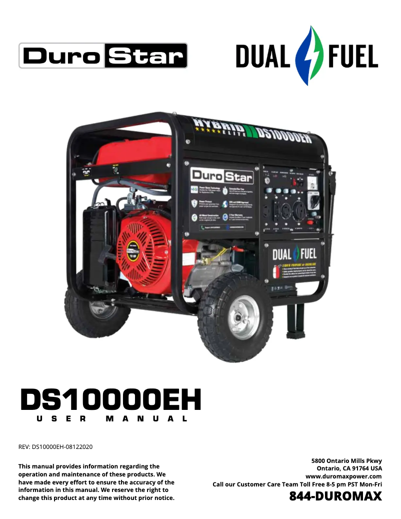 Page 1 de la notice Manuel utilisateur DuroStar DS10000EH