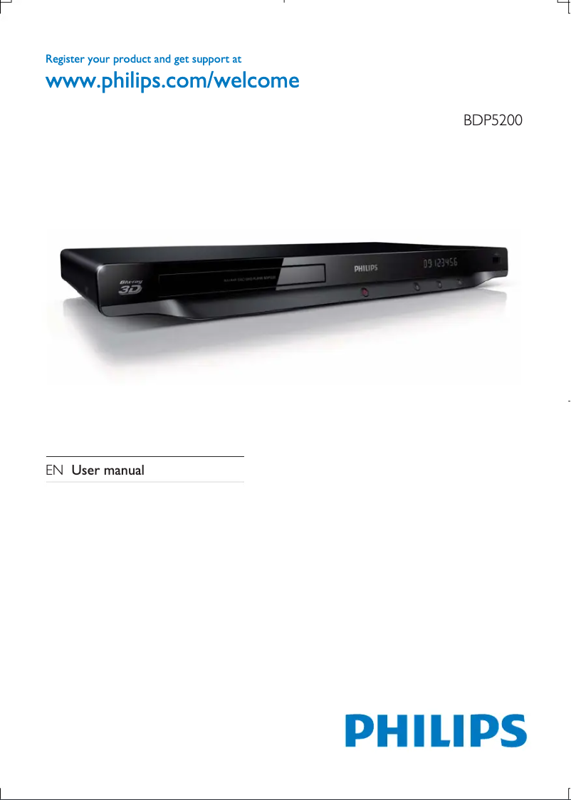 Page n°1 - Manuel utilisateur Philips BDP5200X