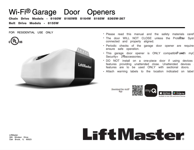 Page 1 de la notice Manuel utilisateur LiftMaster 8164W