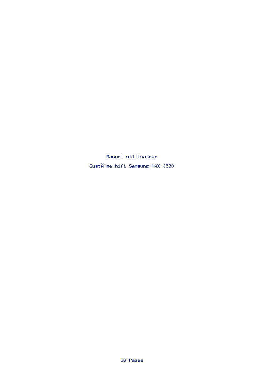Page 1 de la notice Manuel utilisateur Samsung MAX-J530