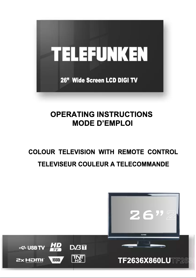 Page 1 de la notice Manuel utilisateur Telefunken TF2636X860LU