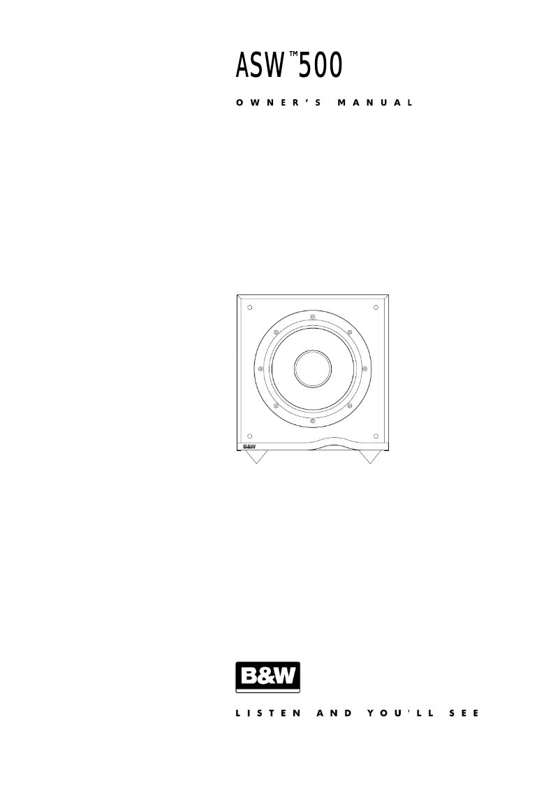 Page 1 de la notice Manuel utilisateur Bowers & Wilkins ASW500