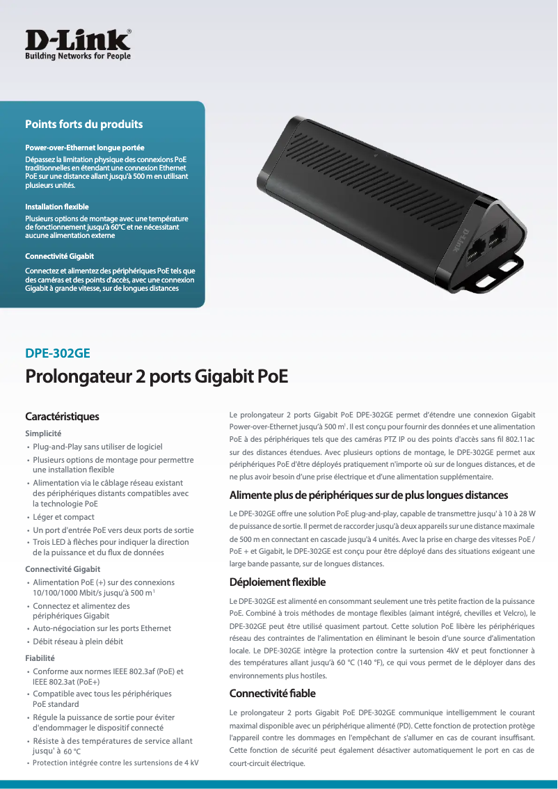 Página 1 del manual Ficha técnica D-Link DPE-302GE