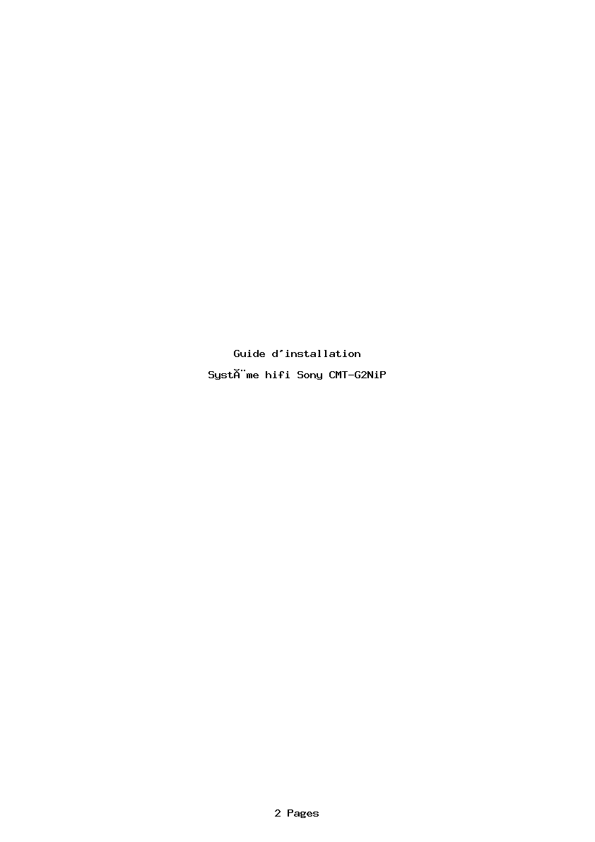 Page 1 de la notice Guide d'installation Sony CMT-G2NiP