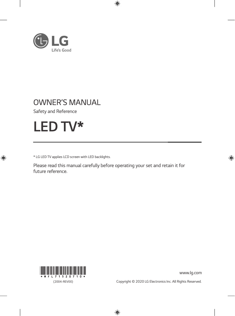 Page 1 de la notice Manuel utilisateur LG 65NANO796NF