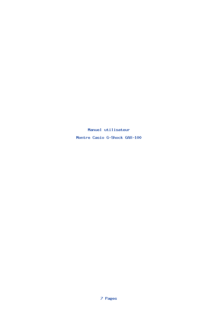 Page 1 de la notice Manuel utilisateur Casio G-Shock GAX-100