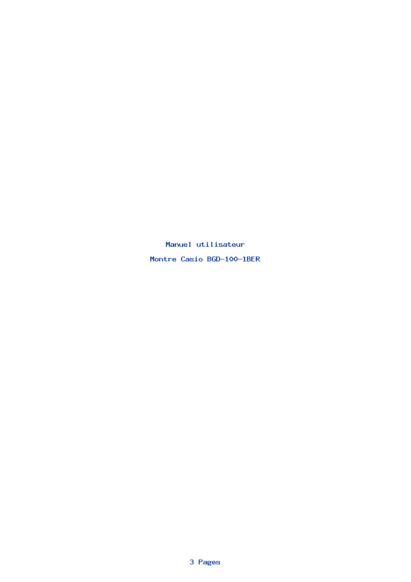 Page 1 de la notice Manuel utilisateur Casio BGD-100-1BER